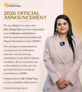 Adv. Pooja Dua empaneled as an Arbitrator and Mediator with the IIDRC